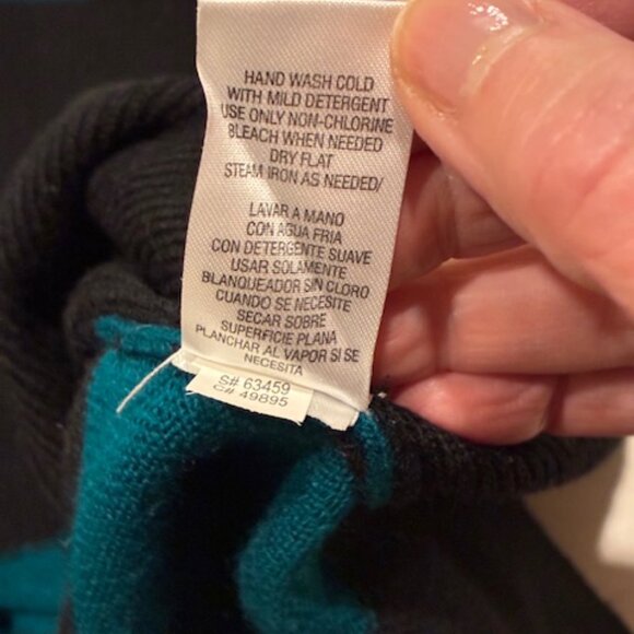 Studio One Women's Colorblock Green Black White Sweater Knit Dress Sz L Holiday - Picture 6 of 9